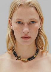 Bevza Burned Spikelet Necklace - Gold/Black