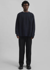 Stephen Pleated Denim Trousers - Black