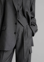 Elise Cargo Trousers - Grey/White Pinstripe