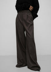 Kamila Wide Leg Trousers - Brown