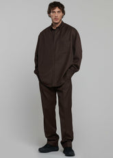 Mason Wool Button Up Shirt - Brown