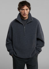 Harrison Quarter Zip Jumper - Grey Melange