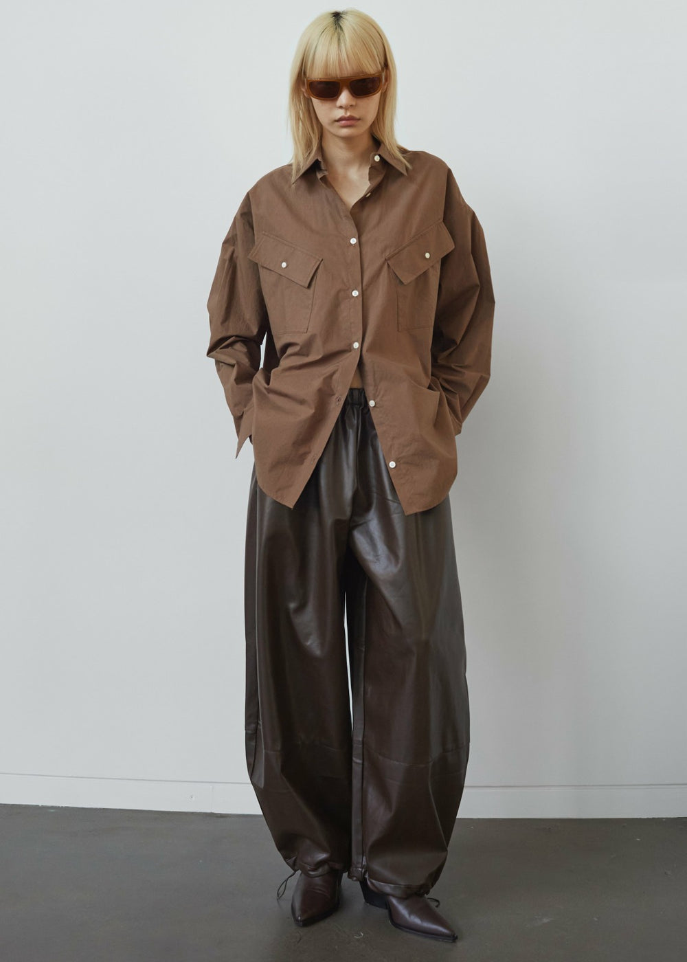 Briar Faux Leather Balloon Pants - Brown