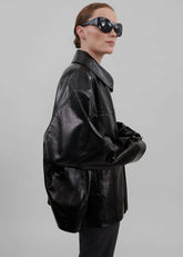 Arbor Crackled Faux Leather Jacket - Black