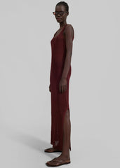 Adrienna Crochet Maxi Dress - Burgundy