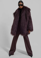 Miley Faux Fur Jacket - Dark Plum