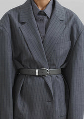 Ora Leather Belt - Grey/Silver