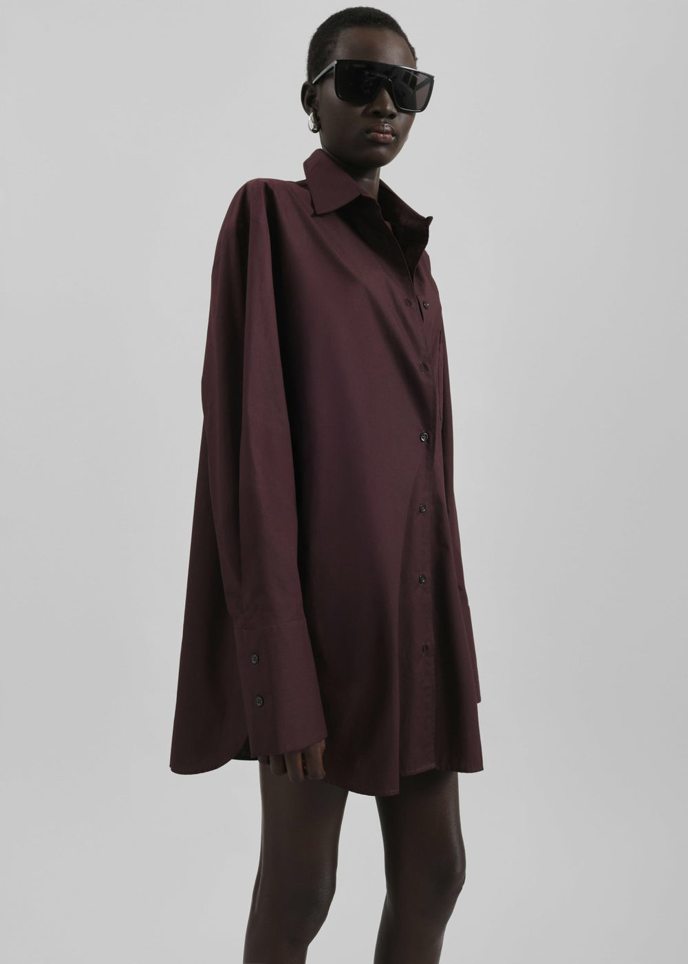 Helen Organic Cotton Long Shirt - Dark Plum