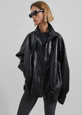 Savannah Faux Leather Jacket - Black