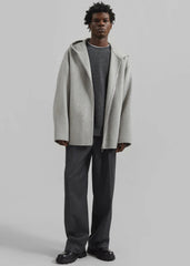 Rye Hooded Wool Jacket - Grey Melange