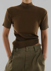 Jennis Turtleneck Top - Olive Brown