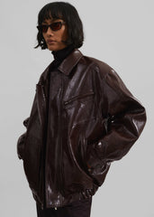Risner Faux Leather Jacket - Burgundy