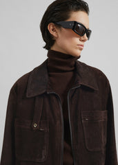 Haillot Suede Long Jacket - Brown
