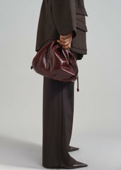 Morgan Crackled Faux Leather Small Pouch - Burgundy