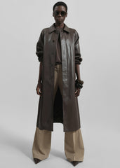 Skane Faux Leather Trench - Brown