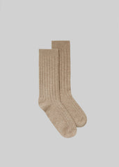 Kano Cashmere Ribbed Socks - Taupe