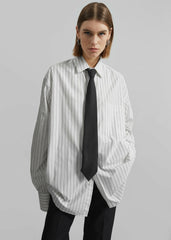Anvers Striped Cotton Button Up Shirt - White/Black Stripe