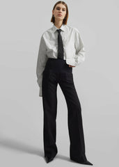 Anvers Striped Cotton Button Up Shirt - White/Black Stripe