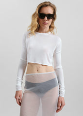 Kazel Cropped Thin Knit Top - White