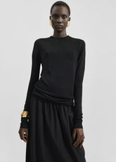 Kazel Thin Knit Top - Black