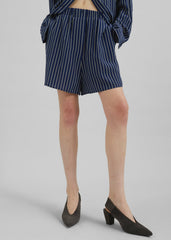 Lui Striped Boxer Shorts - Navy/Beige Pinstripe
