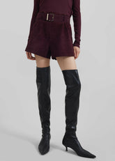 Lise Suede Shorts - Burgundy
