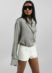 Lui Striped Silk Shirt - Black/White Stripe