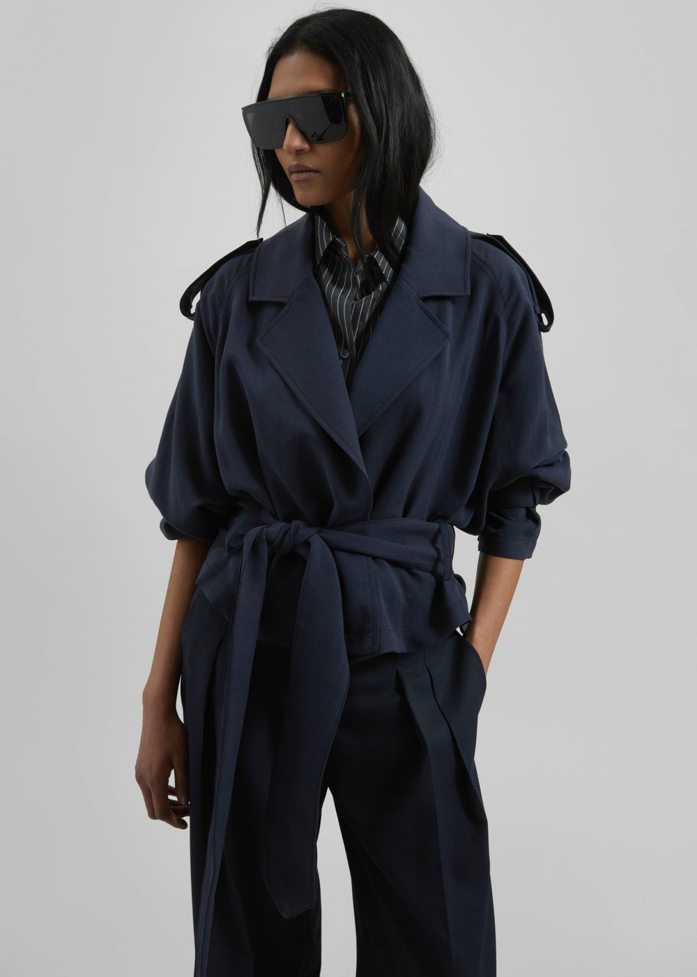 Simona Short Trench - Navy