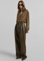 Helsinki Faux Leather Pants - Olive