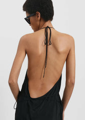 Matin Draped Wrap Dress - Black