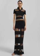 Coperni Striped Sheer Polo Dress - Black