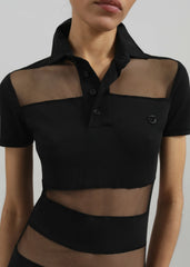 Coperni Striped Sheer Polo Dress - Black