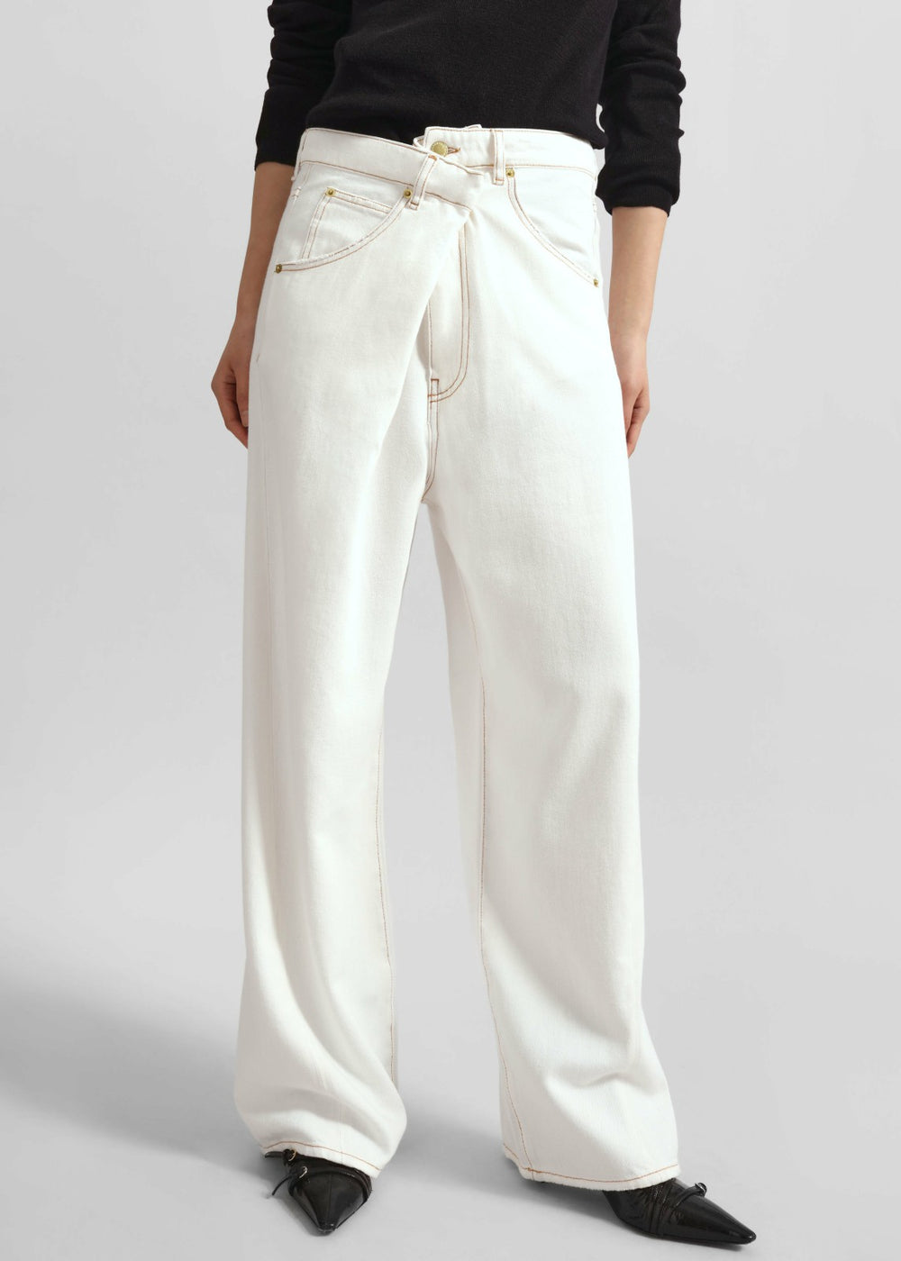 Darkpark Ines Fold Over Denim - Washed White