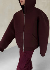 Calder Neoprene Zip-Up Hoodie - Burgundy