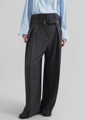 Hobart Double Belt Loop Trousers - Dark Grey