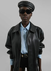 Obacka Faux Leather Beret - Black