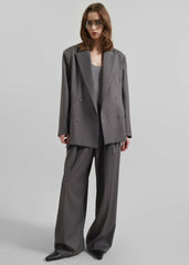 Orsay Boxy Double Breasted Blazer - Dark Grey