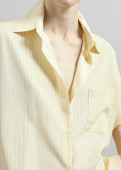 Sukma Striped Oversized Shirt - Pale Yellow