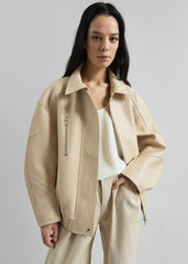 Enora Faux Leather Jacket - Cream