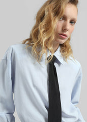 Patti Neck Tie Shirt - Sky Blue