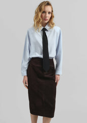 Patti Neck Tie Shirt - Sky Blue