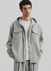 Lars Textured Hooded Jacket - Greige Melange