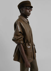 Cassel Faux Leather Jacket - Brown