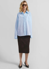 Volda Asymmetric Button-Up Shirt - Sky Blue