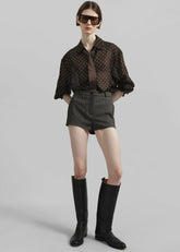 Tenby Striped Hot Pants - Brown Melange