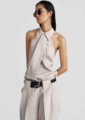 Corsham Halter Wrap Top - Beige Melange