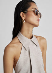 Corsham Halter Wrap Top - Beige Melange