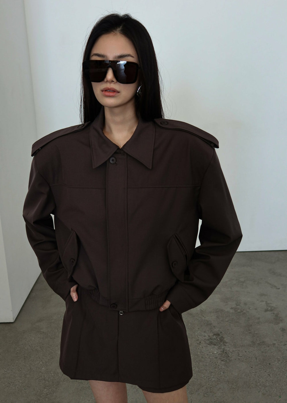 Hyde Cropped Bomber - Brown