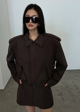 Hyde Cropped Bomber - Brown