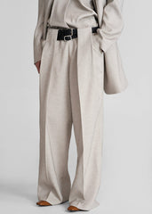 Corsham Pleated Trousers - Beige Melange